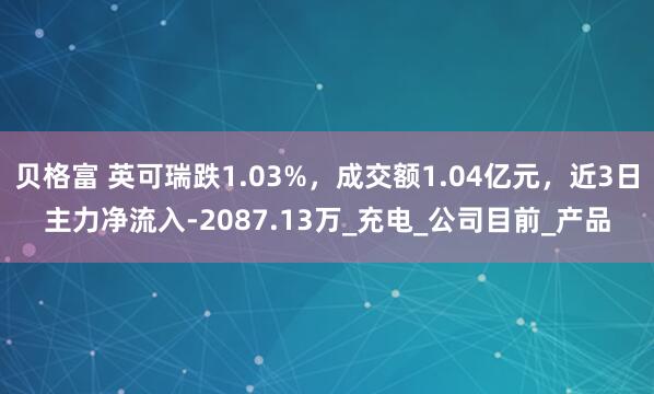 贝格富 英可瑞跌1.03%，成交额1.04亿元，近3日主力净流入-2087.13万_充电_公司目前_产品