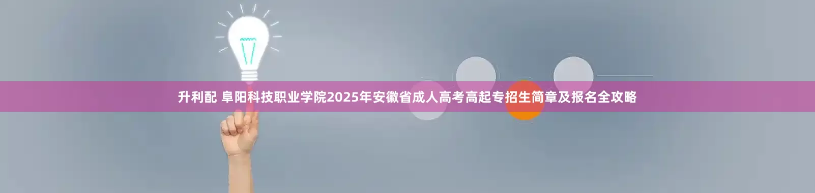 升利配 阜阳科技职业学院2025年安徽省成人高考高起专招生简章及报名全攻略